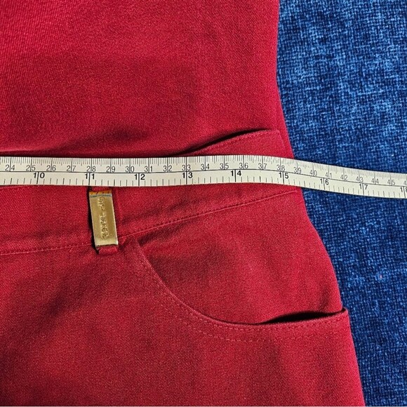 St. John Red Pants Casual Trousers Women 10 Gold Hardware - Picture 6 of 8